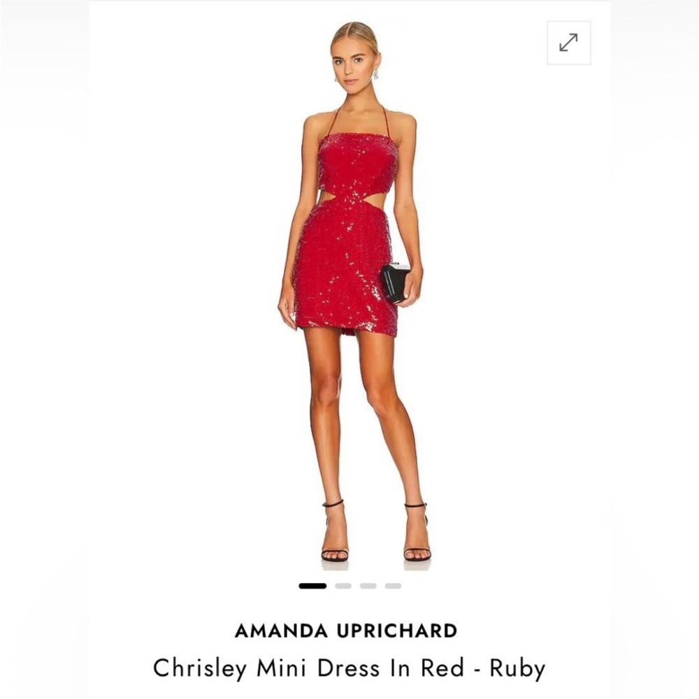 Red Halter Sequin Bodycon Mini Dress